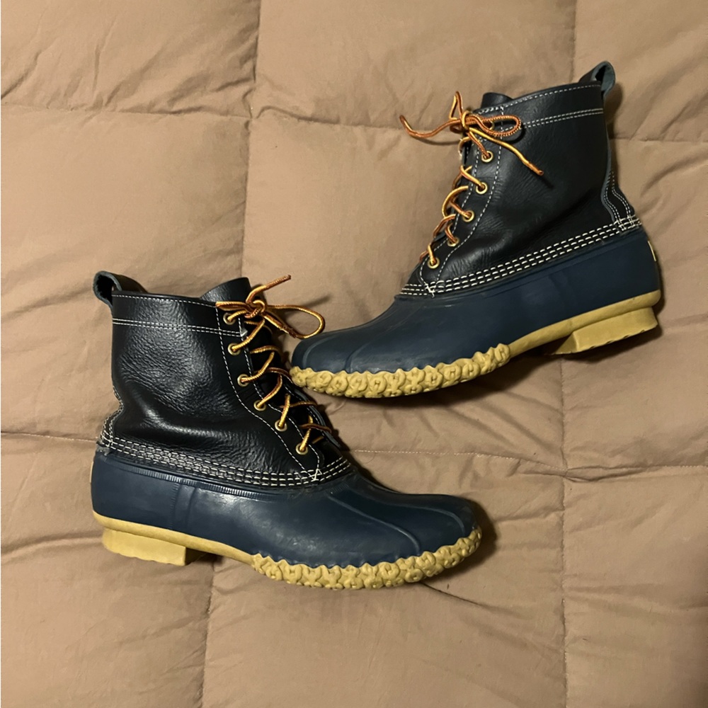 Blue L.L. Bean duck boots